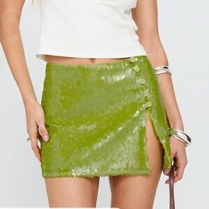 Princess Polly Yacht Day Sequin Mini Skirt Green